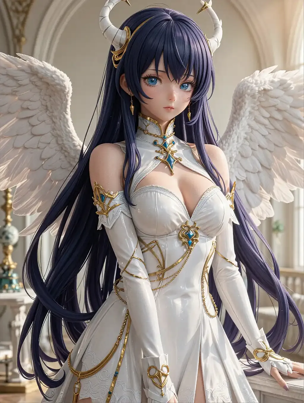 Fictional AI character featured on the second landing page, in daylight